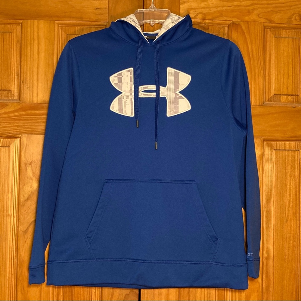 GUC Under Armour UA Storm Large Logo Loose Hoodie Sweatshirt Blue Size M Medium